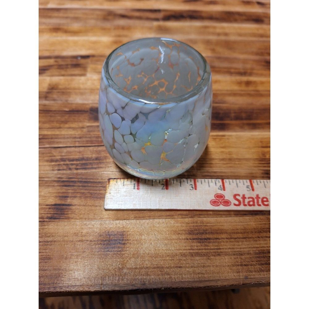 RACHEL ROY Iridescent Pink Luster‎ Leopard Stemless Wine Glass NEW - Picture 4 of 10